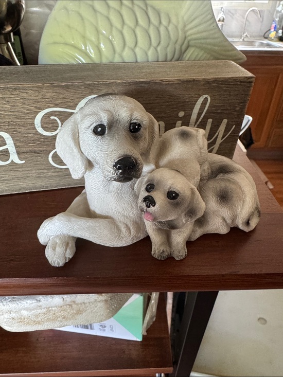 no brand Other - Resin Dog Mama and Puppy Figurine in Cream and Gray
